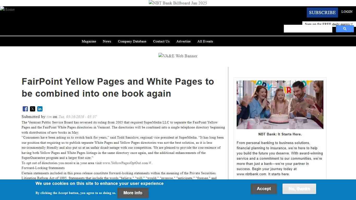 FairPoint Yellow Pages and White Pages to be combined into one book again Vermont Business Magazine