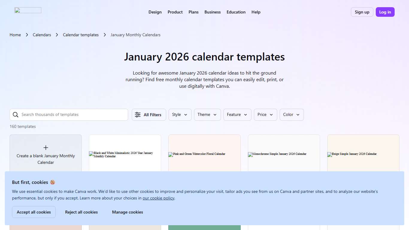 Free and editable January 2026 calendar templates Canva